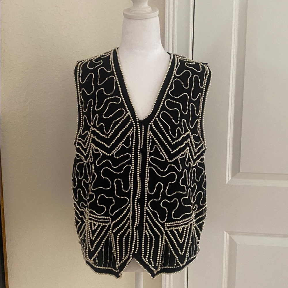 Vintage pearl embellished silk vest great condition